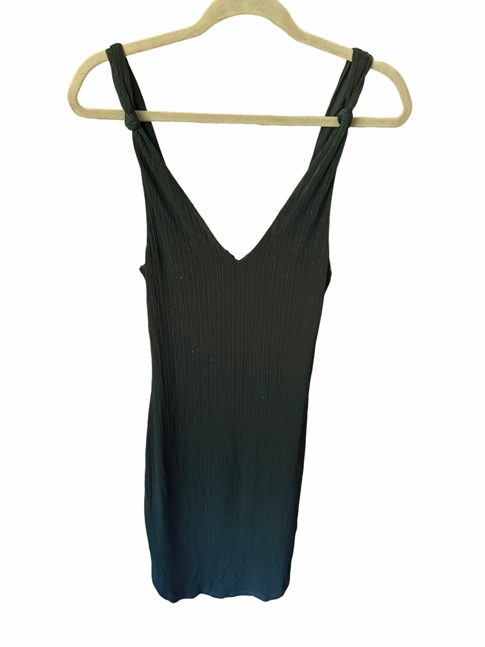 Miss Me Hunter Green Ribbed Sparkly Mini Dress